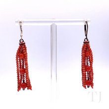 Load image into Gallery viewer, Red Coral Earrings in Sterling Silver