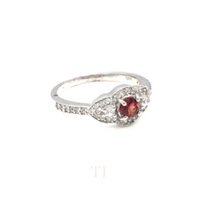 Cargar imagen en el visor de la galería, Garnet with Diamonique Ring in Sterling Silver