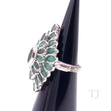 Load image into Gallery viewer, Emerald Layered Rhombus Ring in Sterling Silver