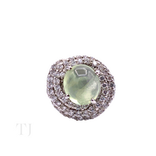 Load image into Gallery viewer, Prehnite Circle Cabochon RIng in Stelring Silver