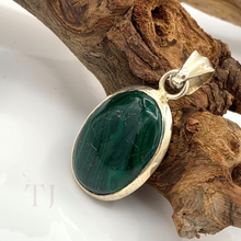 Load image into Gallery viewer, Malachite Cabochon Pendant in Sterling Silver