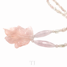 Cargar imagen en el visor de la galería, Rose Quartz Necklace with Leaf Pendant