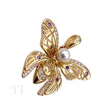 Load image into Gallery viewer, Pearl with Diamonique & Gemstones Pendant in 925 (Gold Coated)