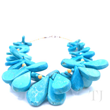 Load image into Gallery viewer, Blue Turquoise Flat Tear Drop Necklace with lobster clasp