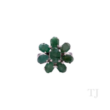 Загрузить изображение в средство просмотра галереи, Emerald Flower Ring in Sterling Silver