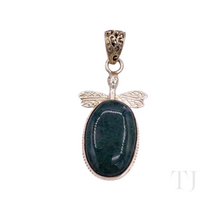 Load image into Gallery viewer, Moss Agate Cabochon Pendant in Sterling Silver
