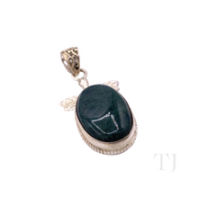 Load image into Gallery viewer, Moss Agate Cabochon Pendant in Sterling Silver