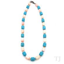 Load image into Gallery viewer, Blue Turquoise & Coral Tube Necklace
