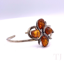 Load image into Gallery viewer, Amber Flower with 925 Silver