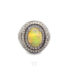 Load image into Gallery viewer, Ethiopian Opal with Diamonique Oval shape Ring in Sterling Silver