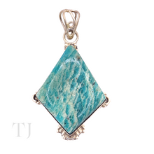 Load image into Gallery viewer, Larimar Rhombus Shape Pendant in Sterling Silver