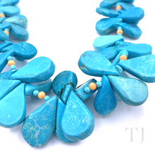 Load image into Gallery viewer, Blue Turquoise Flat Tear Drop Necklace with lobster clasp