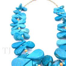 Load image into Gallery viewer, Blue Turquoise Flat Tear Drop Necklace with lobster clasp