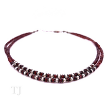 Load image into Gallery viewer, Garnet with Pearl Chip 2 Layered Necklace