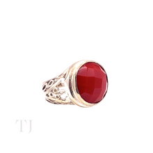 Load image into Gallery viewer, Coral Round Faceted in Kanote Designed Sterling Silver Ring