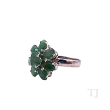 Загрузить изображение в средство просмотра галереи, Emerald Flower Ring in Sterling Silver