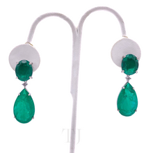 Load image into Gallery viewer, Emerald Doublet Faceted Cut Hanging Earrings