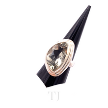 Load image into Gallery viewer, Green Amethyst Semi-circle Ring in Sterling Silver