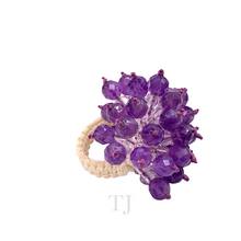 Load image into Gallery viewer, Left side view of Amethyst Braided Ring