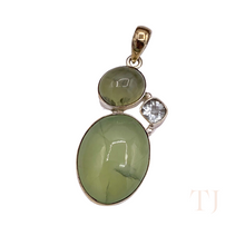 Load image into Gallery viewer, Prehnite Cabochon Pendant in Sterling Silver