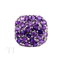 Load image into Gallery viewer, High Quality Amethyst faceted cut stones ring in sterling silver