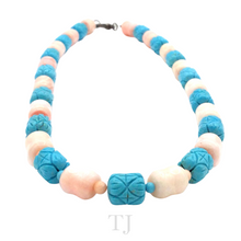 Load image into Gallery viewer, Blue Turquoise & Coral Tube Necklace front view