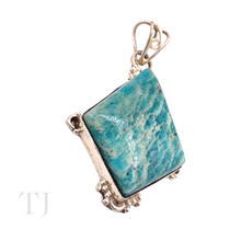 Load image into Gallery viewer, Larimar Rhombus Shape Pendant in Sterling Silver