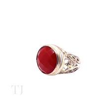 Load image into Gallery viewer, Coral Round Faceted in Kanote Designed Sterling Silver Ring