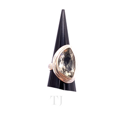 Load image into Gallery viewer, Green Amethyst Semi-circle Ring in Sterling Silver