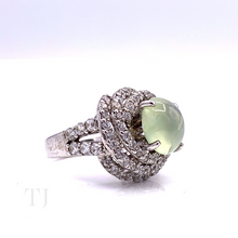 Load image into Gallery viewer, Prehnite Circle Cabochon RIng in Stelring Silver