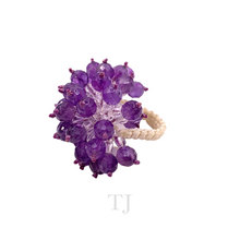 Load image into Gallery viewer, Right side view of Amethyst Braided Ring