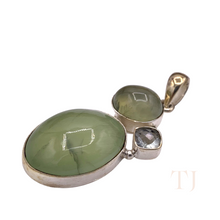 Load image into Gallery viewer, Prehnite Cabochon Pendant in Sterling Silver