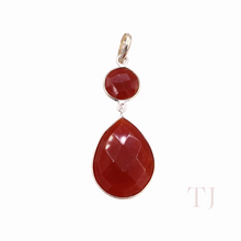 Load image into Gallery viewer, Carnelian faceted stones in sterling silver pendant