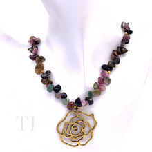 Load image into Gallery viewer, Multi-colored Tourmaline Nugget Necklace with Pendant
