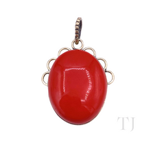 Load image into Gallery viewer, Coral Cabochon Pendant in Sterling Silver