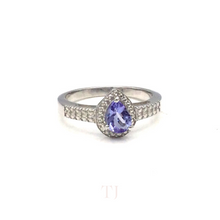 Load image into Gallery viewer, Tanzanite with Diamonique Ring in Sterling Silver