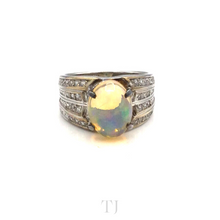 Load image into Gallery viewer, Ethiopian Opal with Diamonique Ring in Sterling Silver