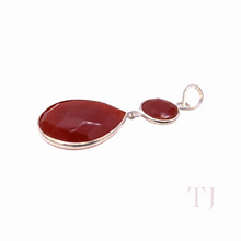 Load image into Gallery viewer, Carnelian faceted stones in sterling silver pendant