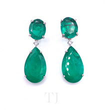 Load image into Gallery viewer, Emerald Doublet Faceted Cut Hanging Earrings