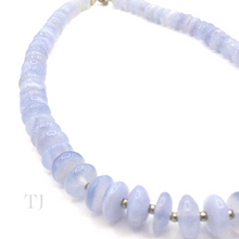 Load image into Gallery viewer, Blue Lace Agate round chip necklace with sterling silver