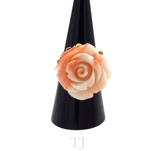 Cargar imagen en el visor de la galería, Italian Angel Skin Coral Rose Ring in 14k Gold