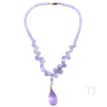 Load image into Gallery viewer, Blue Lace Agate Necklace with Swarovski Pendant in silver