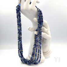 Load image into Gallery viewer, Sodalite 4 mm beads six layered necklace with sterling silver lobster clasp.