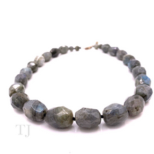 Load image into Gallery viewer, Labradorite Faceted Stone Necklace in Sterling Silver