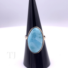 Load image into Gallery viewer, Larimar Oval Ring in Sterling Silver