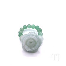 Load image into Gallery viewer, Burmese Jade Rose curved with beads ring