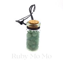 Load image into Gallery viewer, Aventurine small stones in a bottle and being made into a necklace with leather