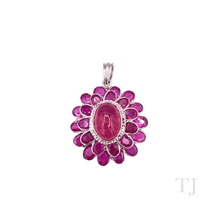 Cargar imagen en el visor de la galería, Ruby Layered Flower Pendant in Sterling Silver