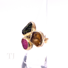Load image into Gallery viewer, Multi-colored Tourmaline Stone Ring in Sterling Silver