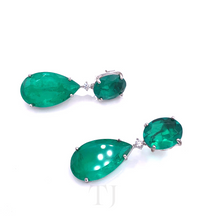 Load image into Gallery viewer, Emerald Doublet Faceted Cut Hanging Earrings